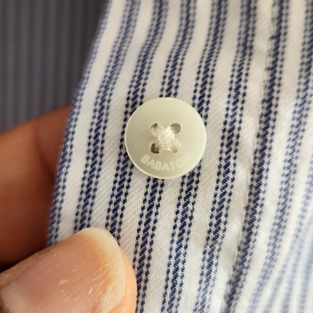 Aritzia Babaton XS Utility 100% Tencel Stripe Button Up Shirt Roll Tab Sleeves - Picture 4 of 9